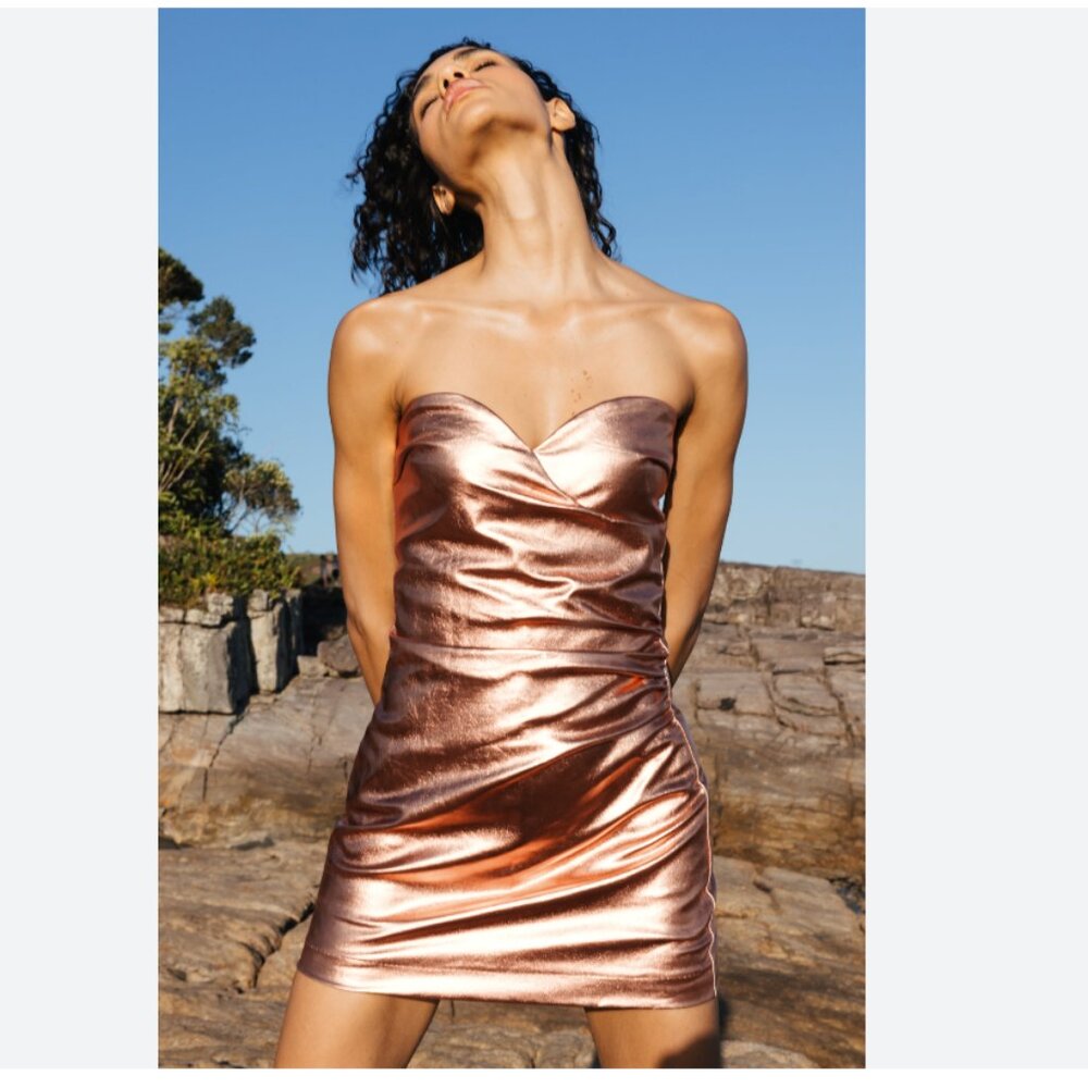 NWT ZARA METTALIC GOLD JUMPSUIT MEDIUM BLOGGERS FAVE